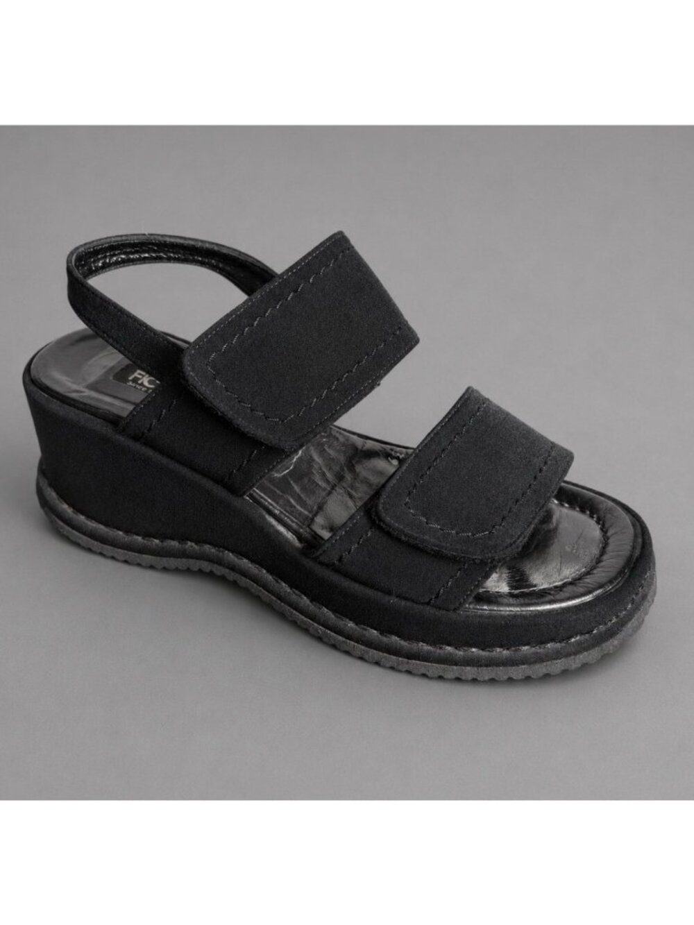 Vintage Y2K FIORANGELO Womens Size 39/US 8.5 Black Wedge Platform Sandals Italy